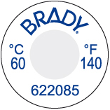BRADY Irreversible, temperaturanzeigende Etiketten - 1 Temperatur-Messstufe TIL-1-60C/140F-DIA 62208