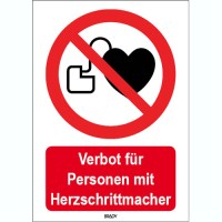 BRADY ISO 7010 Zeichen - Verbot für Personen mit Herzschrittmacher STDE P007-148X210-PP-CRD/1 822826