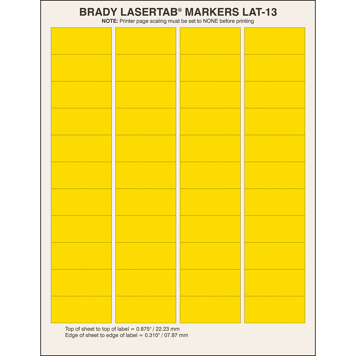 BRADY LaserTab Etiketten für Laserdrucker ELAT-13-747-YL 29852