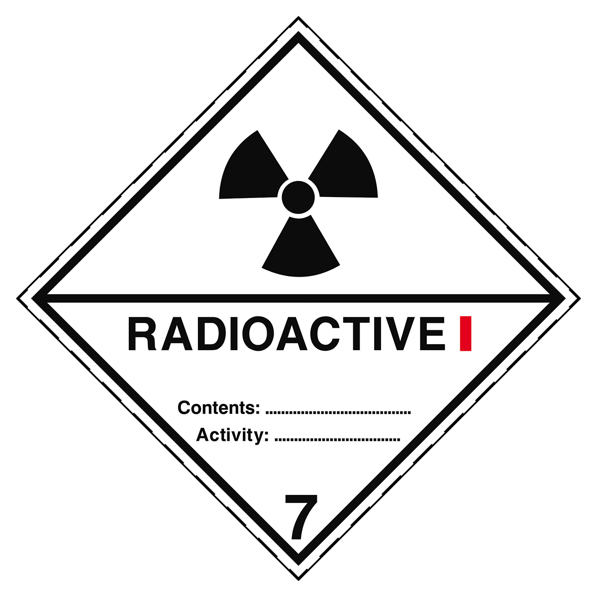 BRADY Aufkleber für den Transport gefährlicher Güter - Radioactive Stoffe 7A ADR 7A I - 100*100-B754