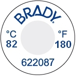 BRADY Irreversible, temperaturanzeigende Etiketten - 1 Temperatur-Messstufe TIL-1-82C/180F-DIA 62208
