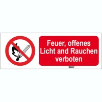 BRADY ISO Sicherheitskennzeichnung - Feuer, offenes Licht and Rauchen verbot P/P003/DE210/TWM-150X50