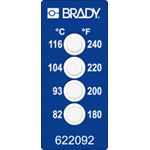 BRADY Irreversible, temperaturanzeigende Etiketten - 4 Temperatur-Messstufe TIL-4-82C/180F 622092